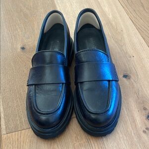 Platform Black Leather Loafers